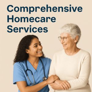 Compassionate nurse providing comprehensive homecare services in Minnesota, supporting an elderly woman.