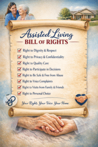 Assisted Living Bill of Rights, Minnesota highlighting dignity, privacy, quality care, safety, and resident choice in a compassionate assisted living home.