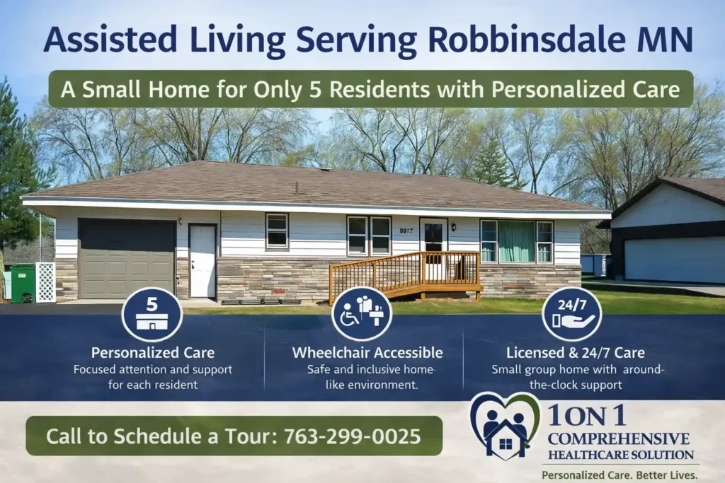Assisted living serving Robbinsdale MN small 5 resident home with personalized care and accessible environment