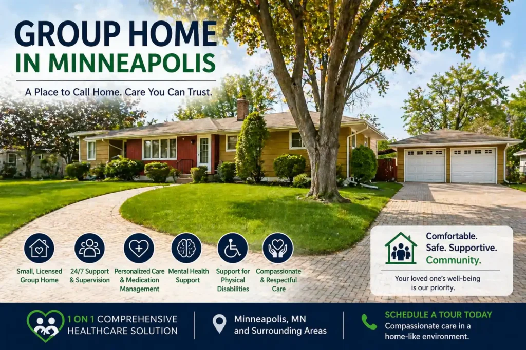 Group home in Minneapolis MN small licensed assisted living home with personalized care and 24/7 support in a residential setting