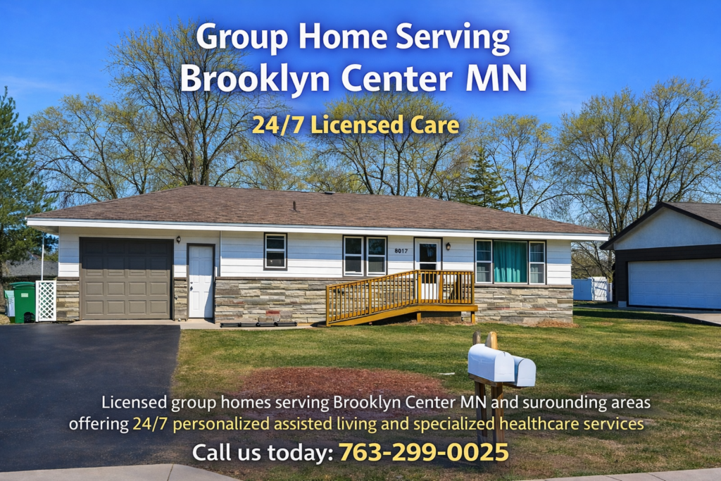 Group home serving Brooklyn Center MN with wheelchair accessible ramp and 24-7 licensed care